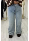 Yüksek Bel Bol Kesim Wide Leg (Geniş Paça) Jean - Açık Mavi