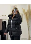 Kapüşonlu Fermuarlı Şişme (Puffer) Mont - Siyah
