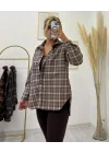 Oversize Flanel Ekose Gömlek Ceket - Bej