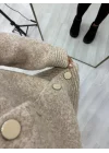 Camel Düğmeli Kalın Triko - Açık Bej