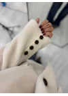 Yün Kaşe Tek Düğmeli Blazer Ceket - Krem
