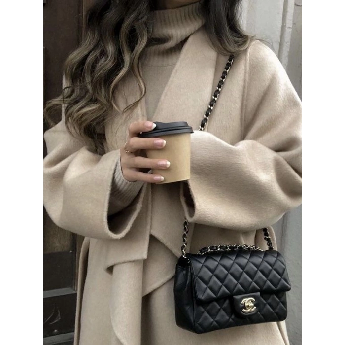 Chanel Flap Medium Kadın Çanta - Siyah Gold