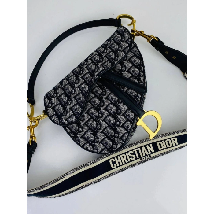 Christian Dior Saddle Calfskin Çanta - Gri