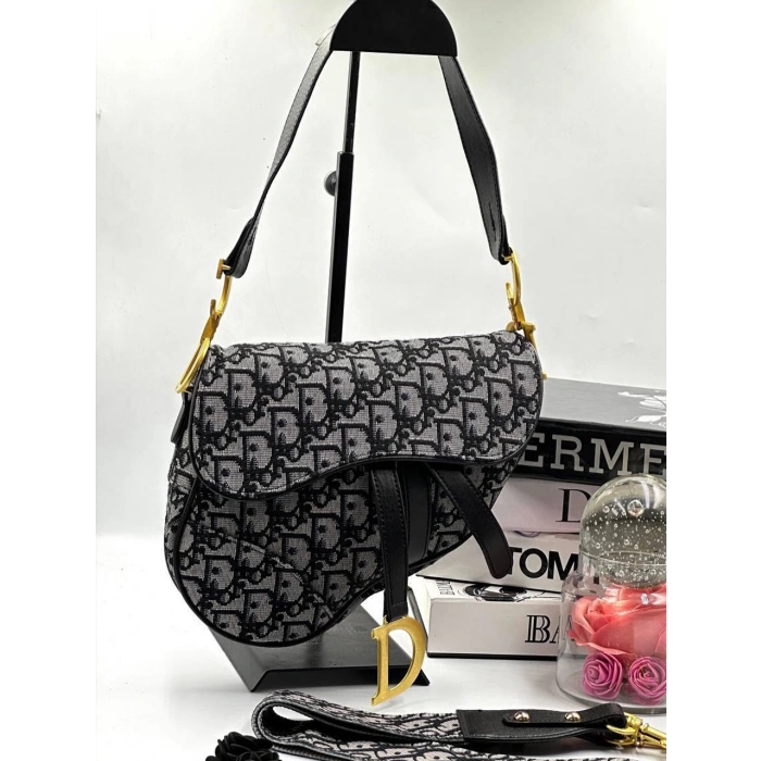 Christian Dior Saddle Calfskin Çanta - Gri