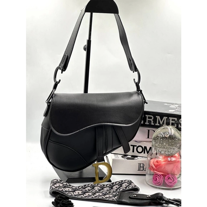 Christian Dior Saddle Calfskin Çanta - Siyah