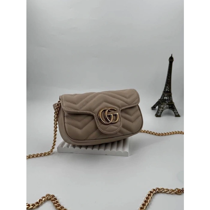 GG Marmont Süper Mini Kadın Çanta - Bej