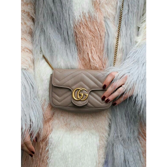 GG Marmont Süper Mini Kadın Çanta - Bej