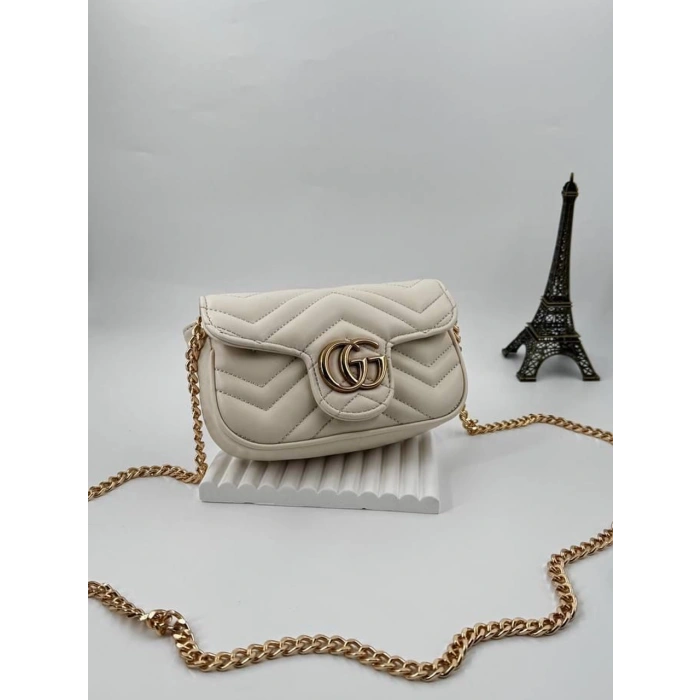 GG Marmont Süper Mini Kadın Çanta - Beyaz