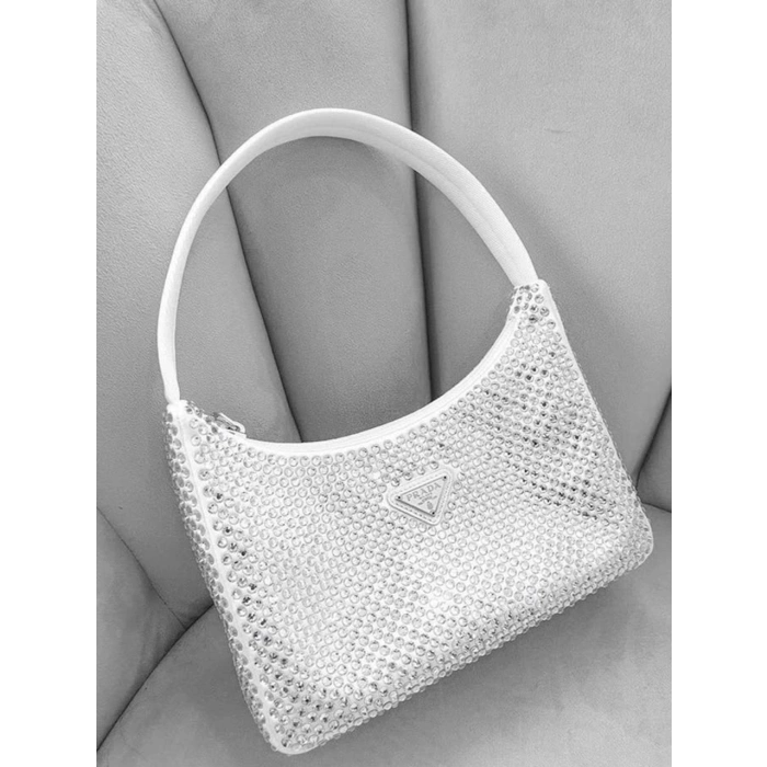 Prada Taşlı Kadın Çanta - Beyaz