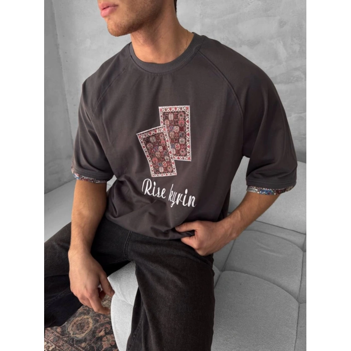 Rise Oversize Unisex Tshirt - Kahverengi