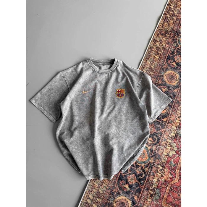 Yeni Sezon! FCB Oversize Unisex Tshirt - Gri