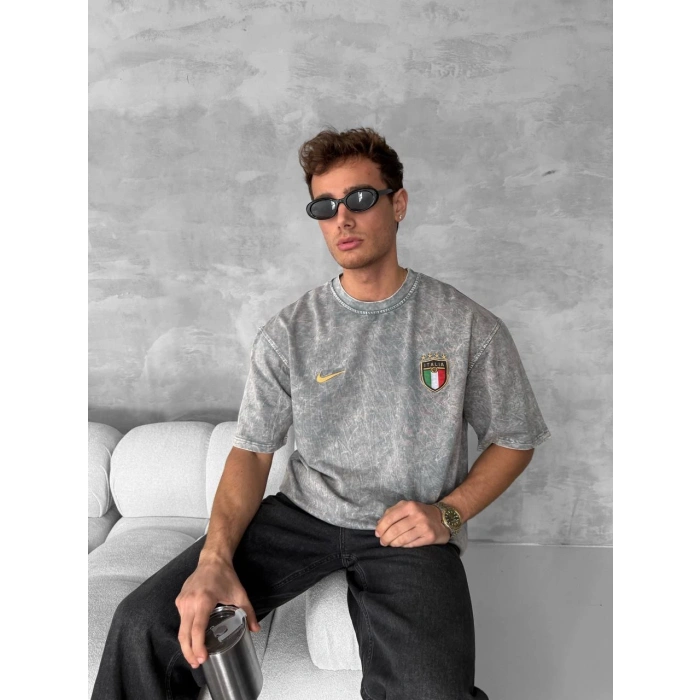 Yeni Sezon! ITALY Oversize Unisex Tshirt - Gri