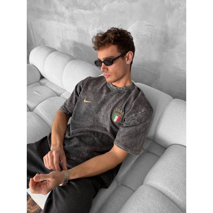 Yeni Sezon! ITALY Oversize Unisex Tshirt - Siyah