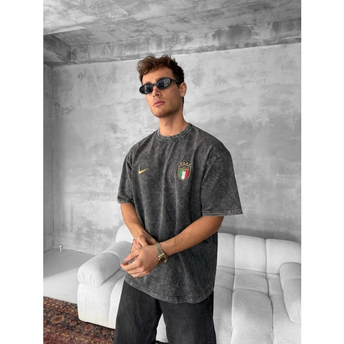 Yeni Sezon! ITALY Oversize Unisex Tshirt - Siyah