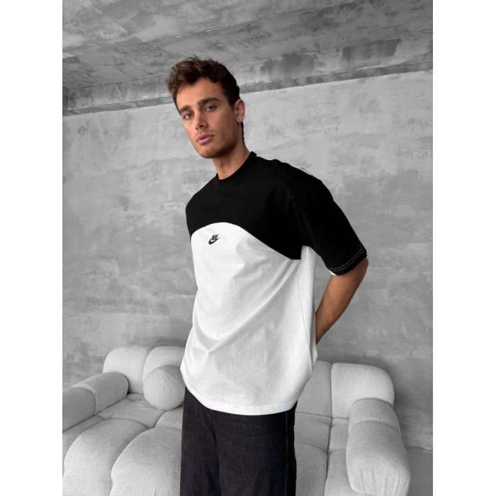 Yeni Sezon! NK Basic Oversize Unisex Tshirt - Siyah Beyaz