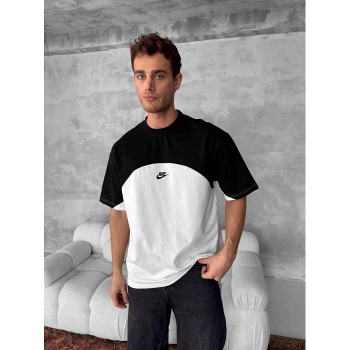 Yeni Sezon! NK Basic Oversize Unisex Tshirt - Siyah Beyaz