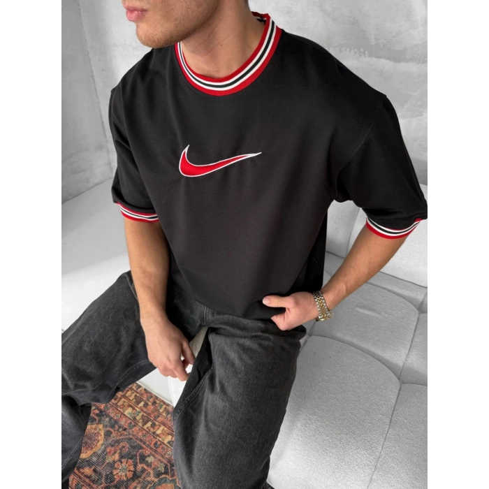 Yeni Sezon! Ribana Oversize Unisex Tshirt - Siyah