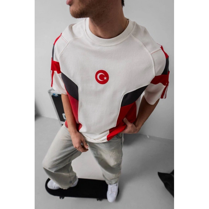 Yeni Sezon! Türkiye Oversize Unisex Tshirt - Beyaz