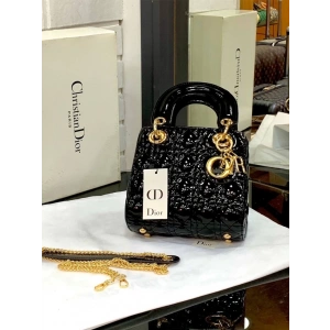 Christian Dior Lady Mini Çanta - Parlak Siyah
