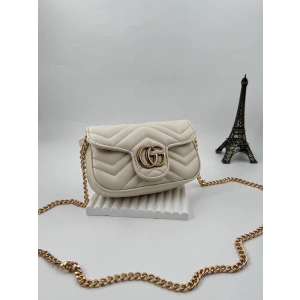 GG Marmont Süper Mini Kadın Çanta - Beyaz