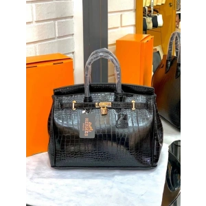 Hermes Birkin Kadın Çanta - Timsah Siyah
