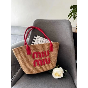 Miu Miu Hasır Çanta - Kırmızı