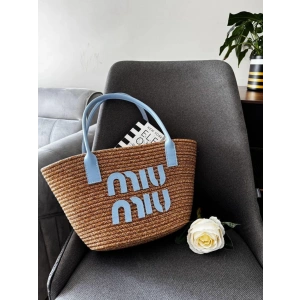 Miu Miu Hasır Çanta - Mavi