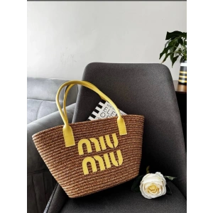 Miu Miu Hasır Çanta - Sarı