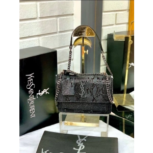 Saint Laurent Omuz Çanta - Timsah Siyah