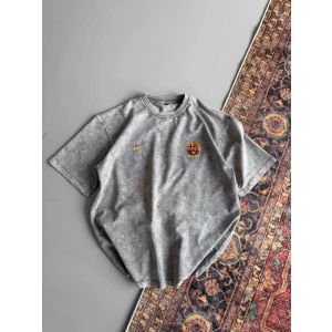 Yeni Sezon! FCB Oversize Unisex Tshirt - Gri