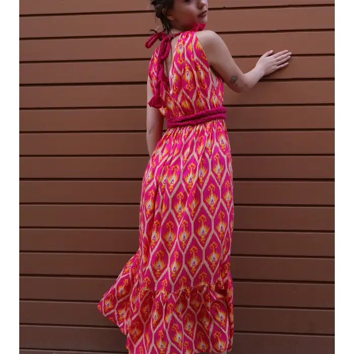 SELENE IKAT MAKSİ ELBİSE