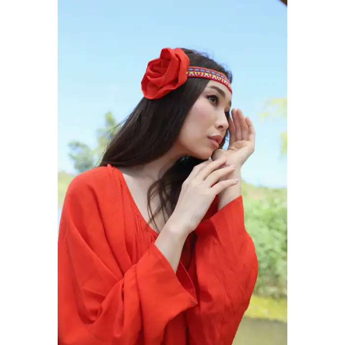 NOVA VİSKON YARASA KOL ELBİSE / Kırmızı