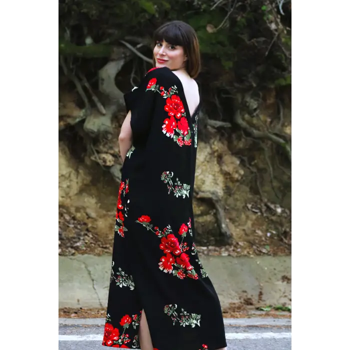 ORCHID V YAKA VİSKON ELBİSE