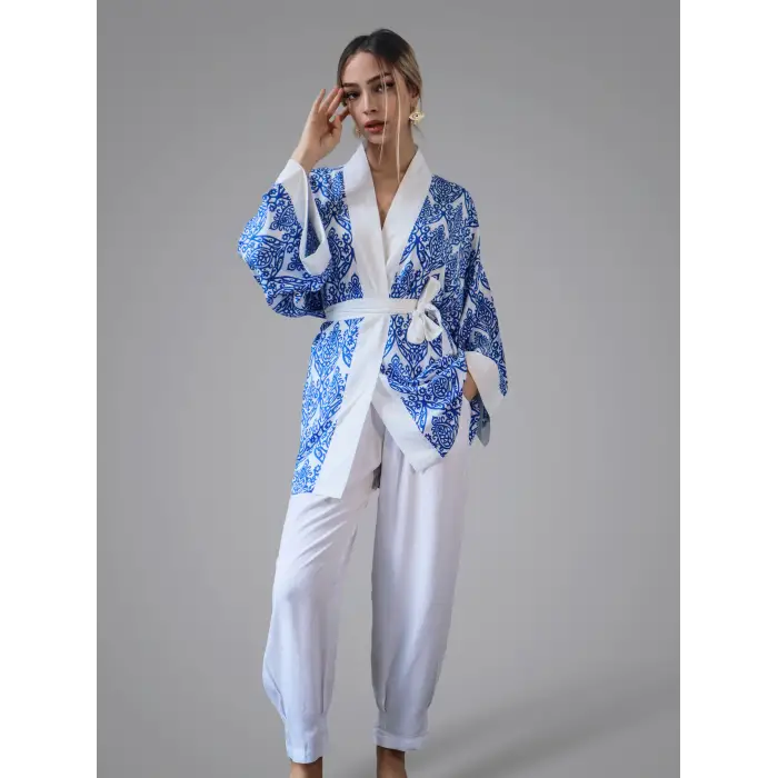 VİSKON KİMONO PANTOLON TAKIM