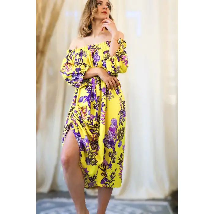 BALİ ETEĞİ BÜZGÜLÜ ELBİSE