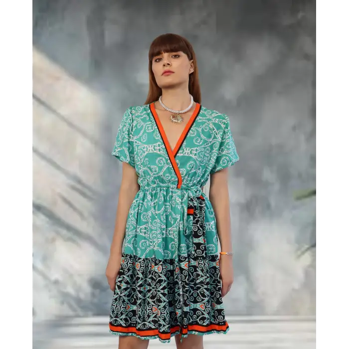 NİL KRUVAZE YAKA ELBİSE