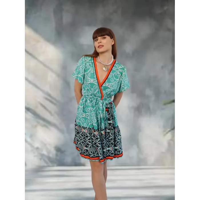 NİL KRUVAZE YAKA ELBİSE