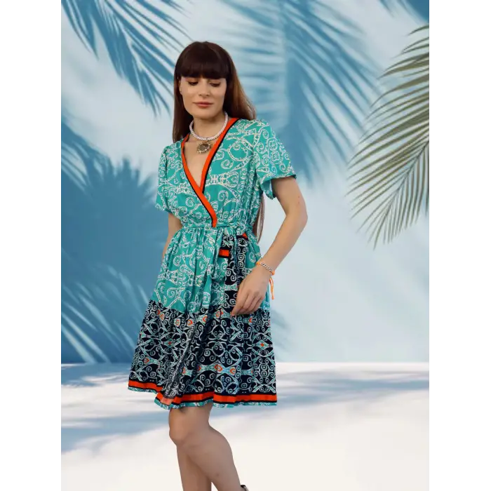 NİL KRUVAZE YAKA ELBİSE