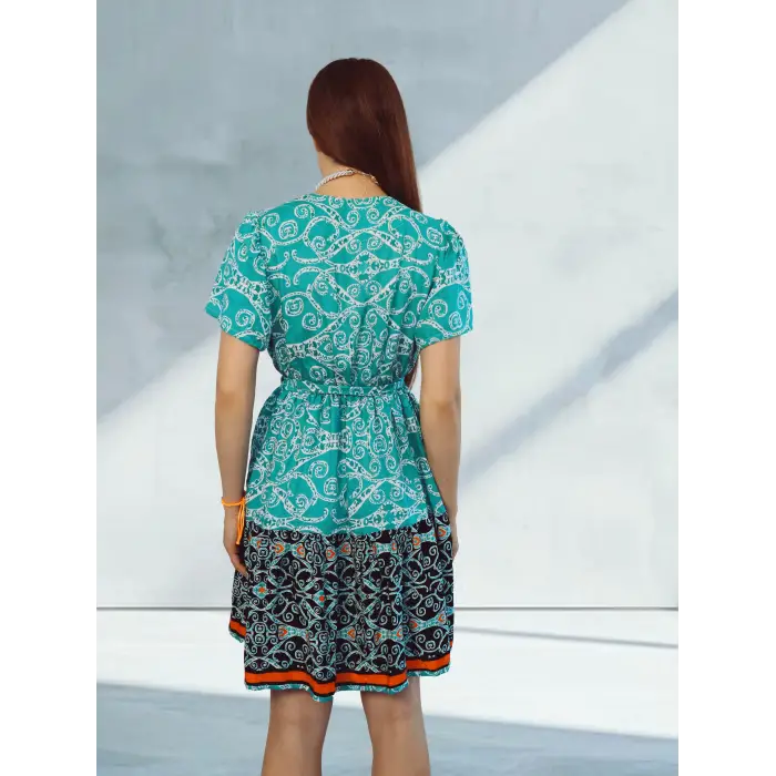 NİL KRUVAZE YAKA ELBİSE