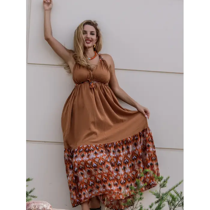 GAZELLE BOHO ÇİNGENE ELBİSE / Camel