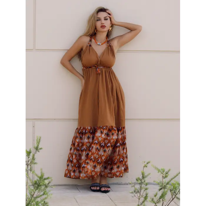 GAZELLE BOHO ÇİNGENE ELBİSE / Camel
