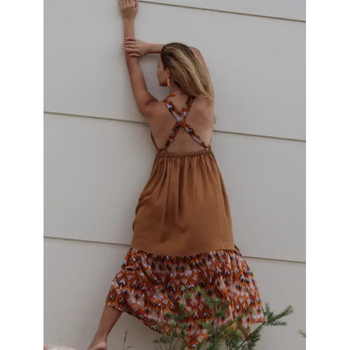 GAZELLE BOHO ÇİNGENE ELBİSE / Camel