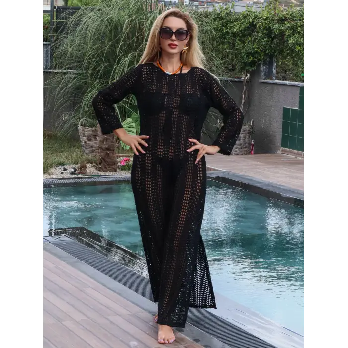 SİYAH FİLE MAKSİ ELBİSE