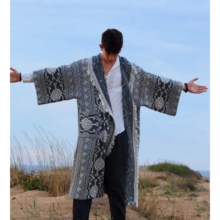 OTUKEN PAMUK KAPŞONLU BOHEM & ETNİK KİMONO