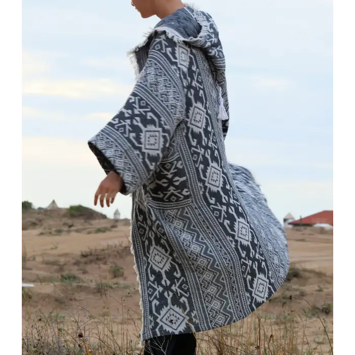 OTUKEN PAMUK KAPŞONLU BOHEM & ETNİK KİMONO