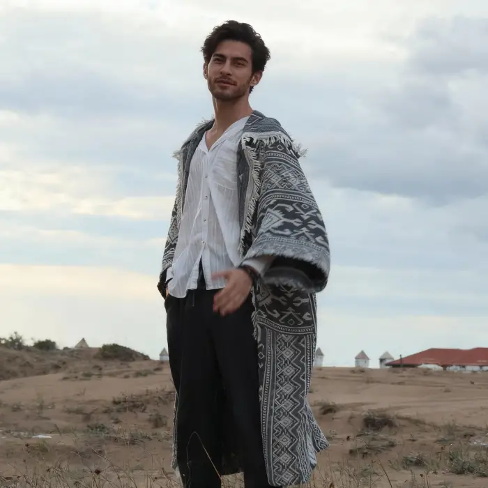 OTUKEN PAMUK KAPŞONLU BOHEM & ETNİK KİMONO