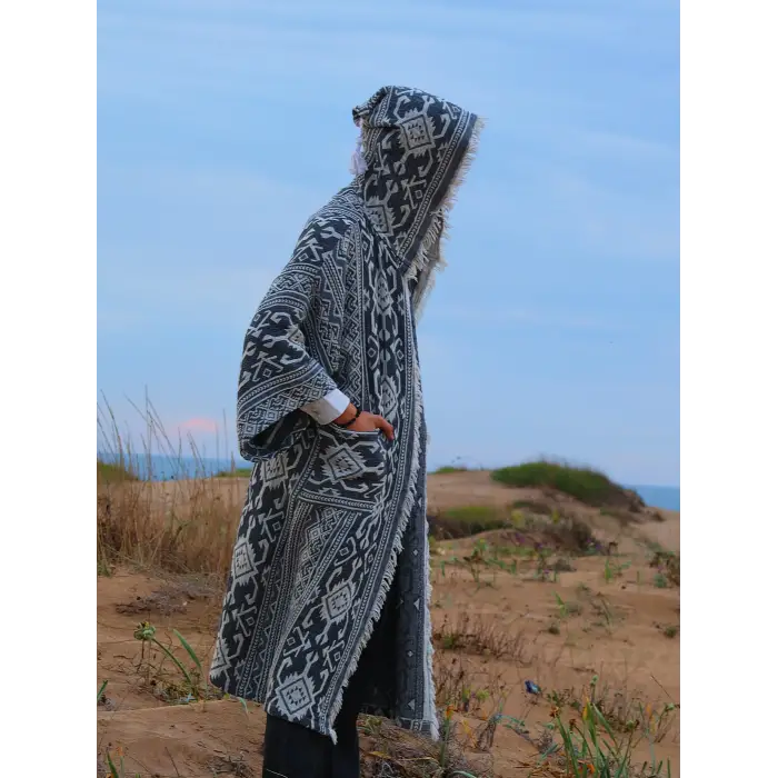 OTUKEN PAMUK KAPŞONLU BOHEM & ETNİK KİMONO