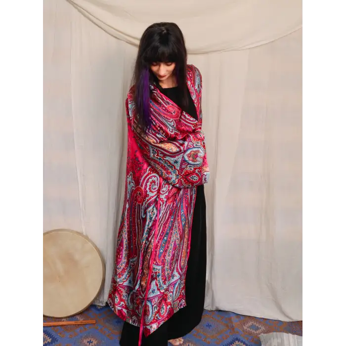 SİLKROAD HİNT İPEĞİ ŞAL DESEN KİMONO