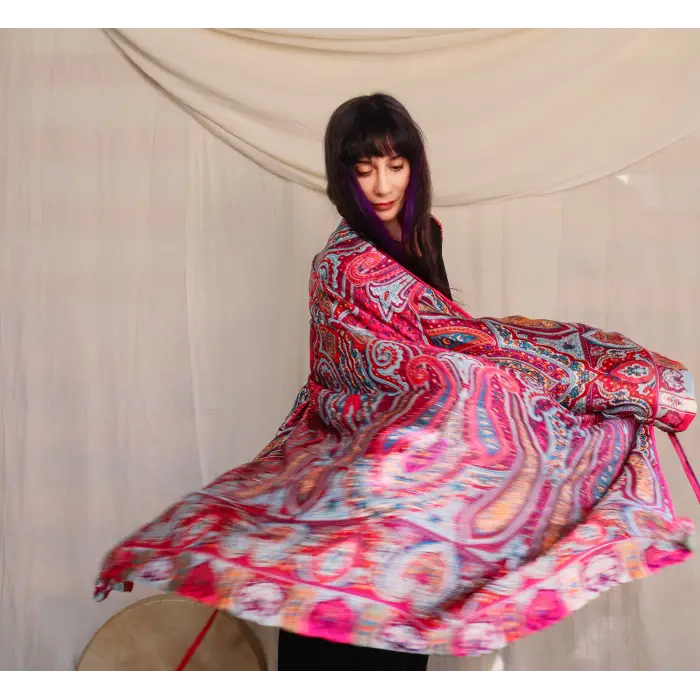 SİLKROAD HİNT İPEĞİ ŞAL DESEN KİMONO