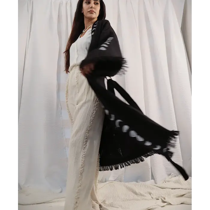 MOON TAHTA BASKILI MÜSLİN KİMONO